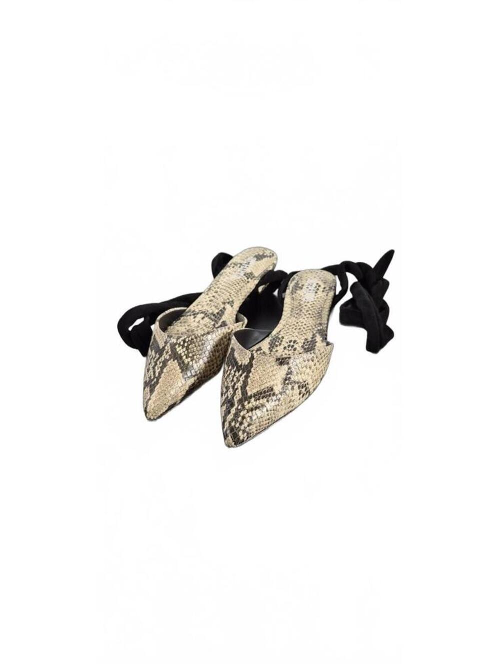 SCHUTZ Barbrah Snake Print Pointed Toe Wrap Flats 7.5B NIB